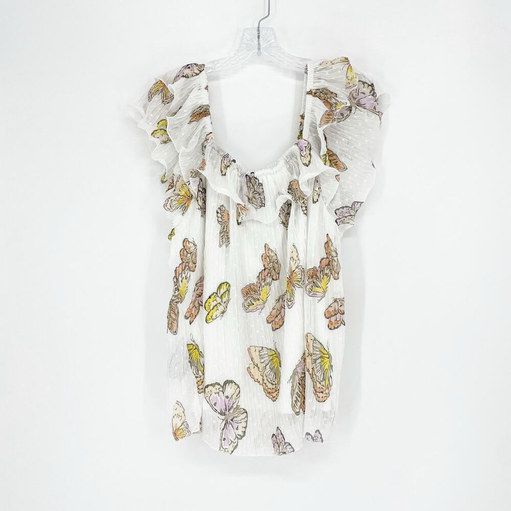Cato Ruffle Butterfly Flounce Top Size Large
